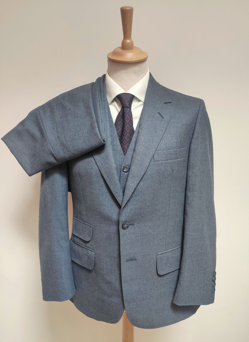 Dormeuil costume vintage trois pièces en laine vierge M