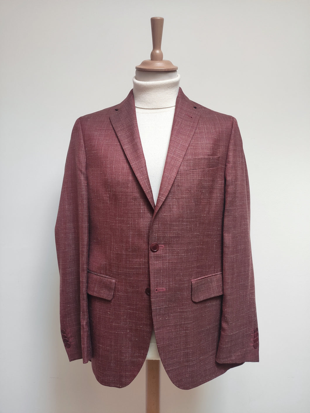 Blazer bordeaux en laine soie et lin Lanificio F.lli Cerruti 50