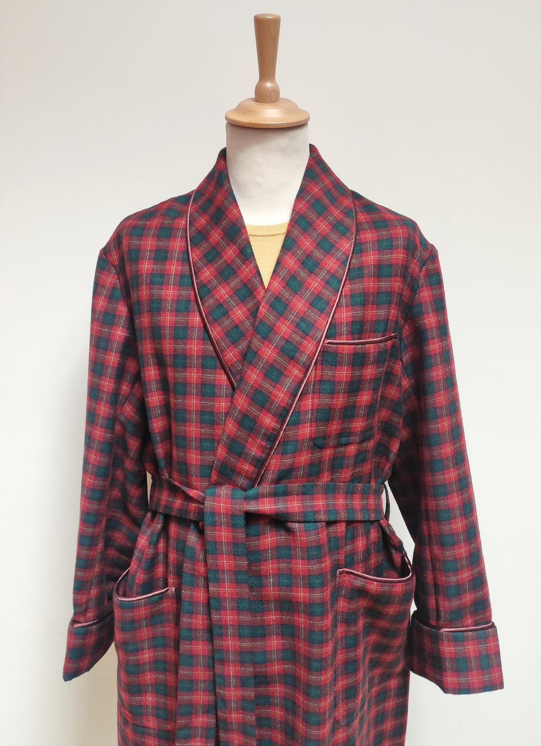 Marcel Reinhold Paris robe de chambre tartan vintage à col châle en laine Made in France