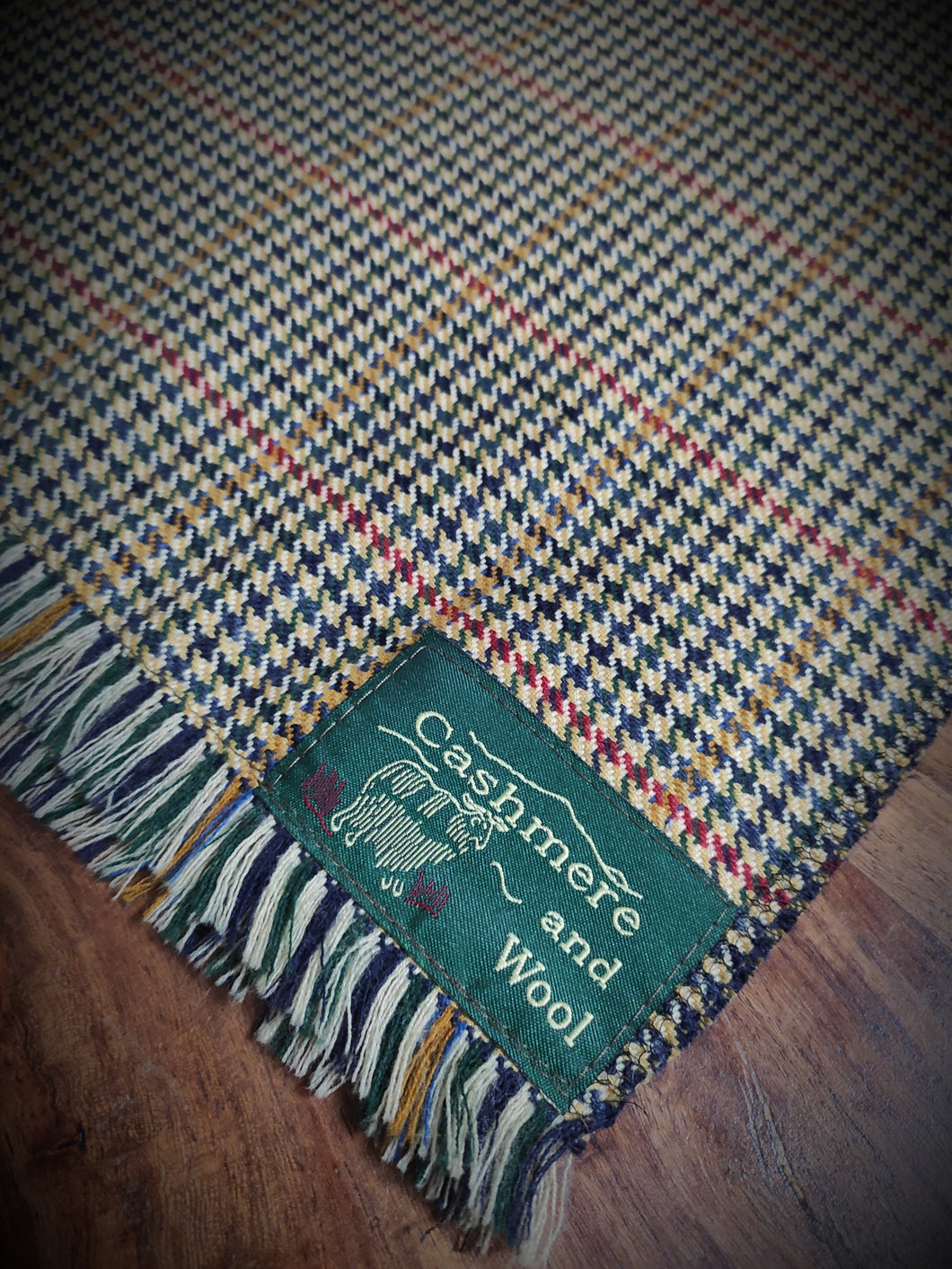 Cashmere & Wool écharpe pied de poule vintage