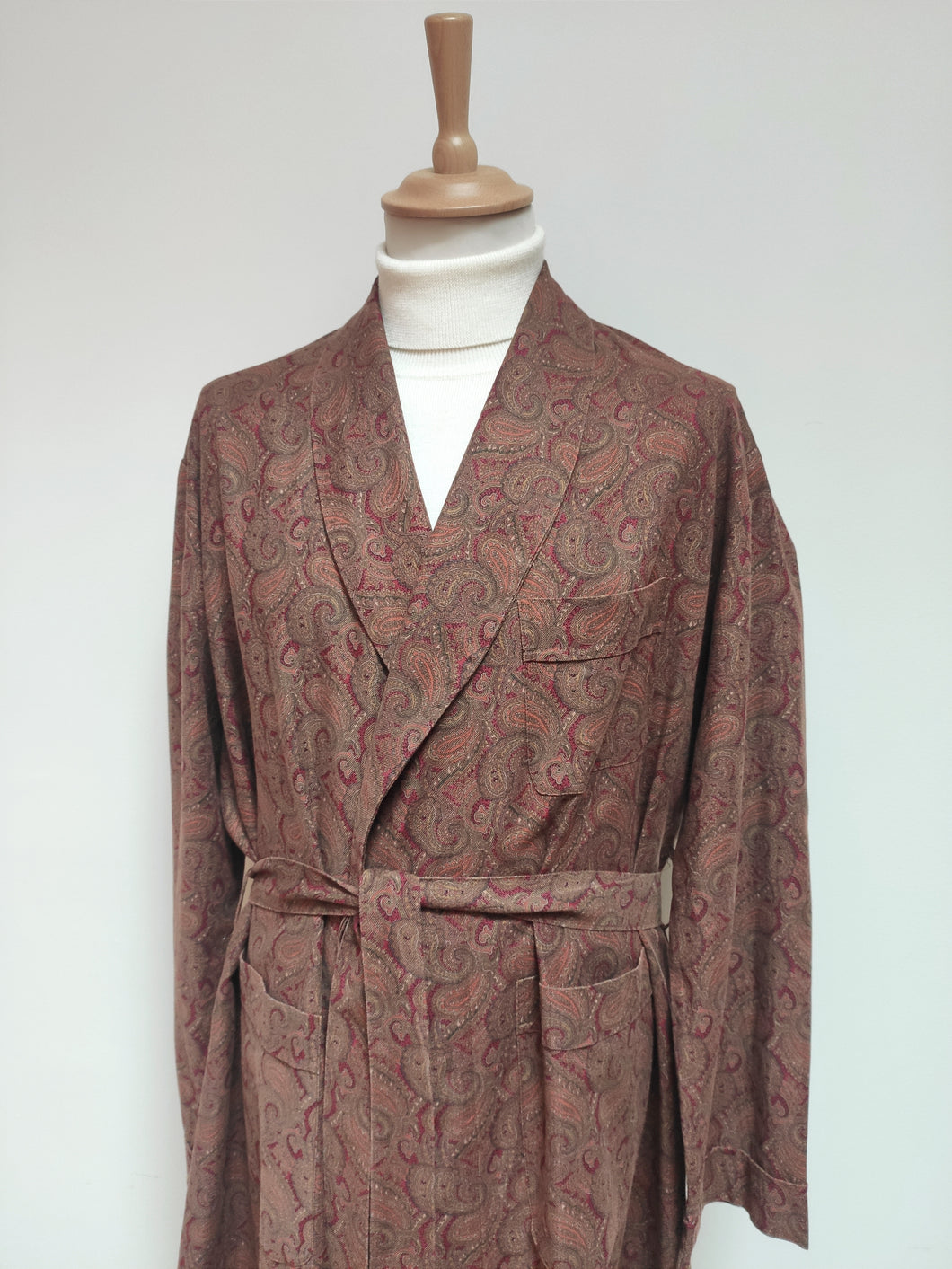 James Dillon robe de chambre paisley à col châle en pur coton Made in Italy