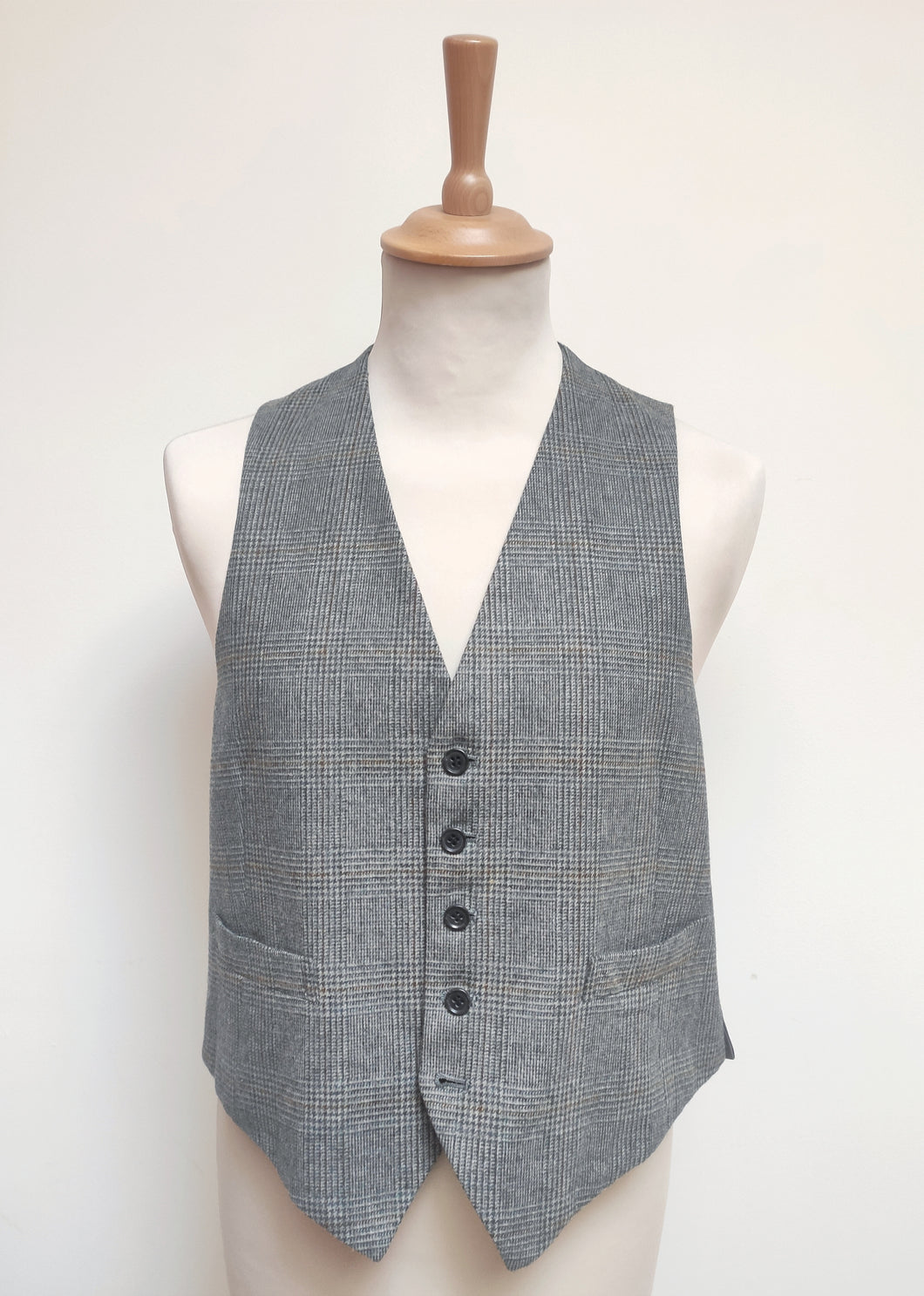 Gilet de costume vintage en laine Prince de Galles L