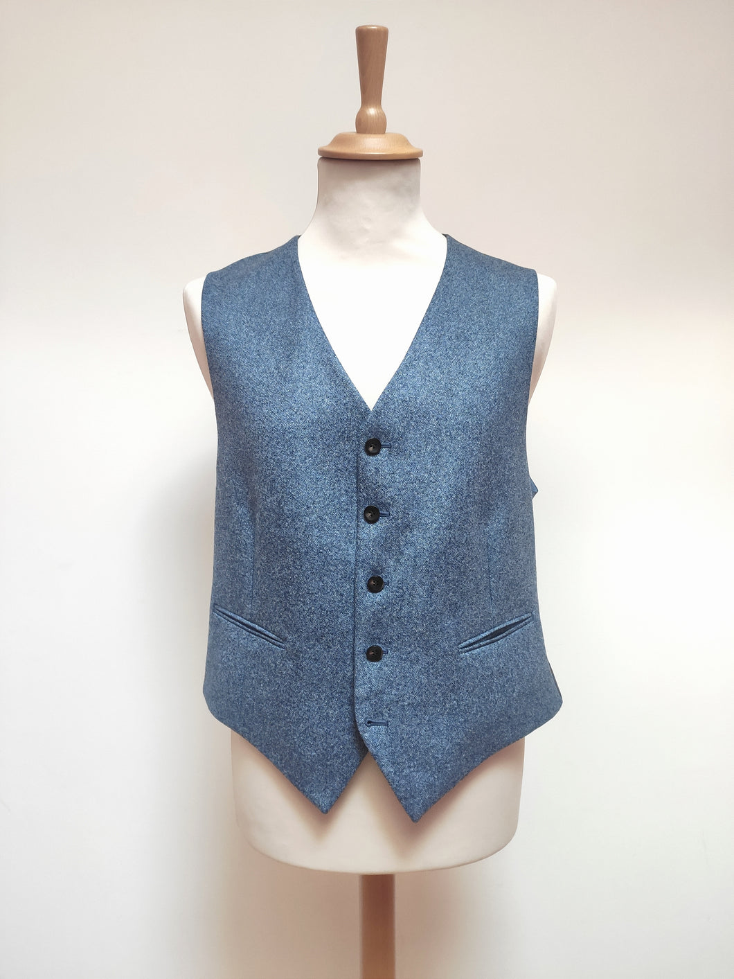 Suitsupply gilet bleu chiné en laine modèle Ferrara 52