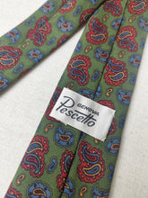 Charger l&#39;image dans la galerie, Pescetto Genova cravate verte à motif paisley en laine
