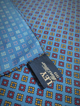 Carica l&#39;immagine nel visualizzatore di Gallery, Wesley pochette bleue en soie à motif géométrique Made in England
