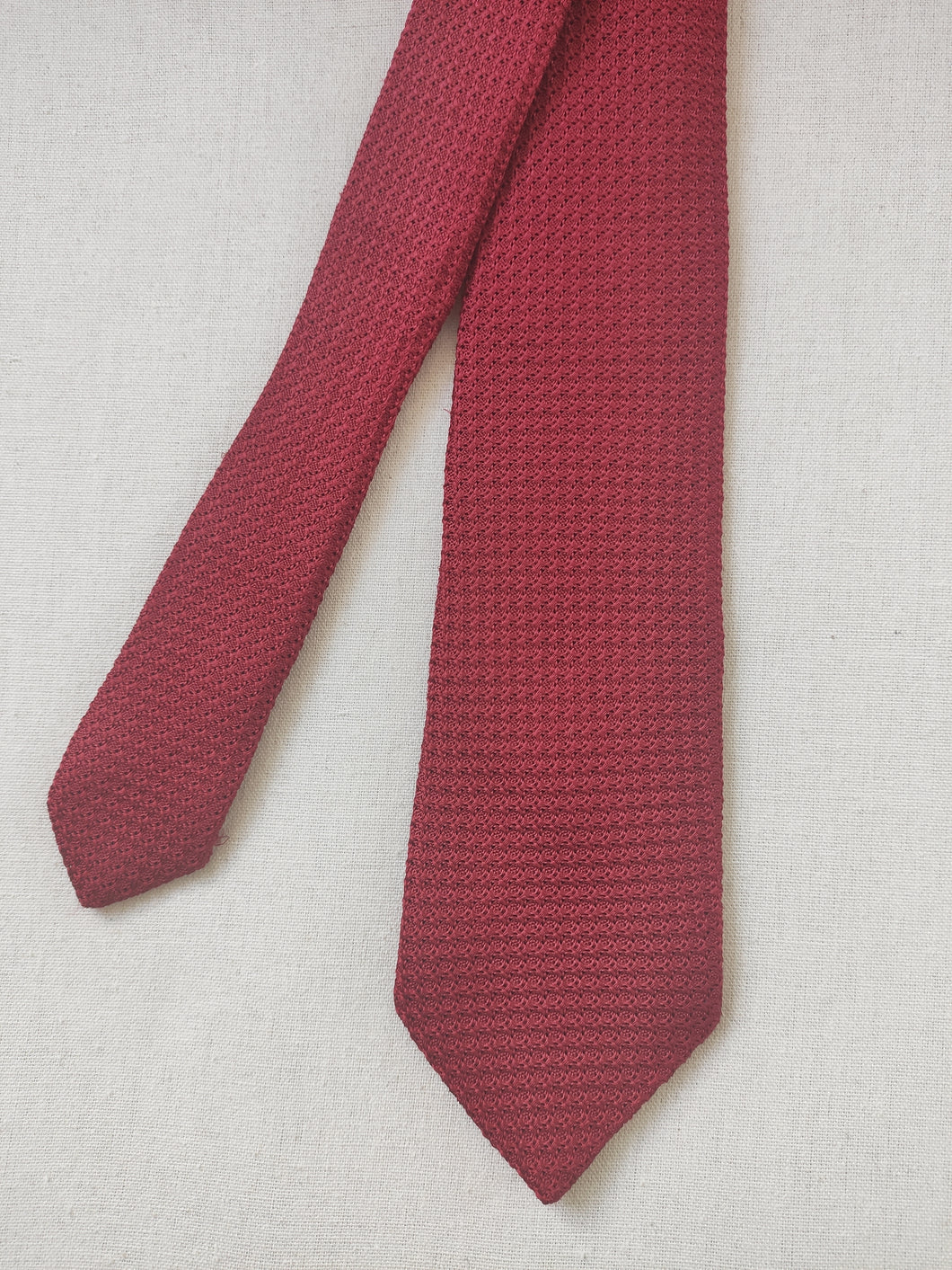 Cravate rouge grenadine de soie Made in France