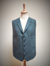 Afbeelding in Gallery-weergave laden, Harris Tweed X Barutti gilet bleu gris en pure laine vierge 54/56
