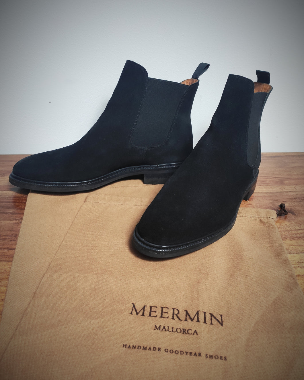Meermin Mallorca chelsea boots veau velours noir 6,5 UK/40 FR