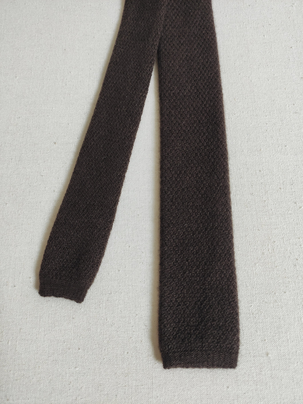 Rosa & Teixeira cravate marron à bout carré en laine et cachemire