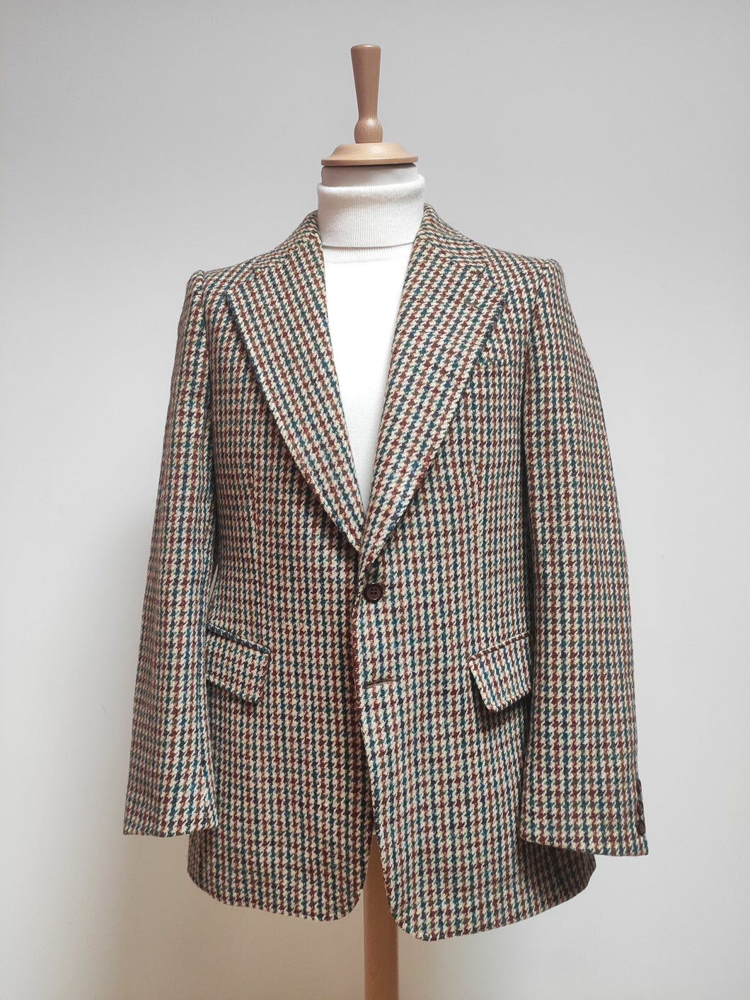 Harris Tweed blazer vintage tweed pied de coq en pure laine vierge L