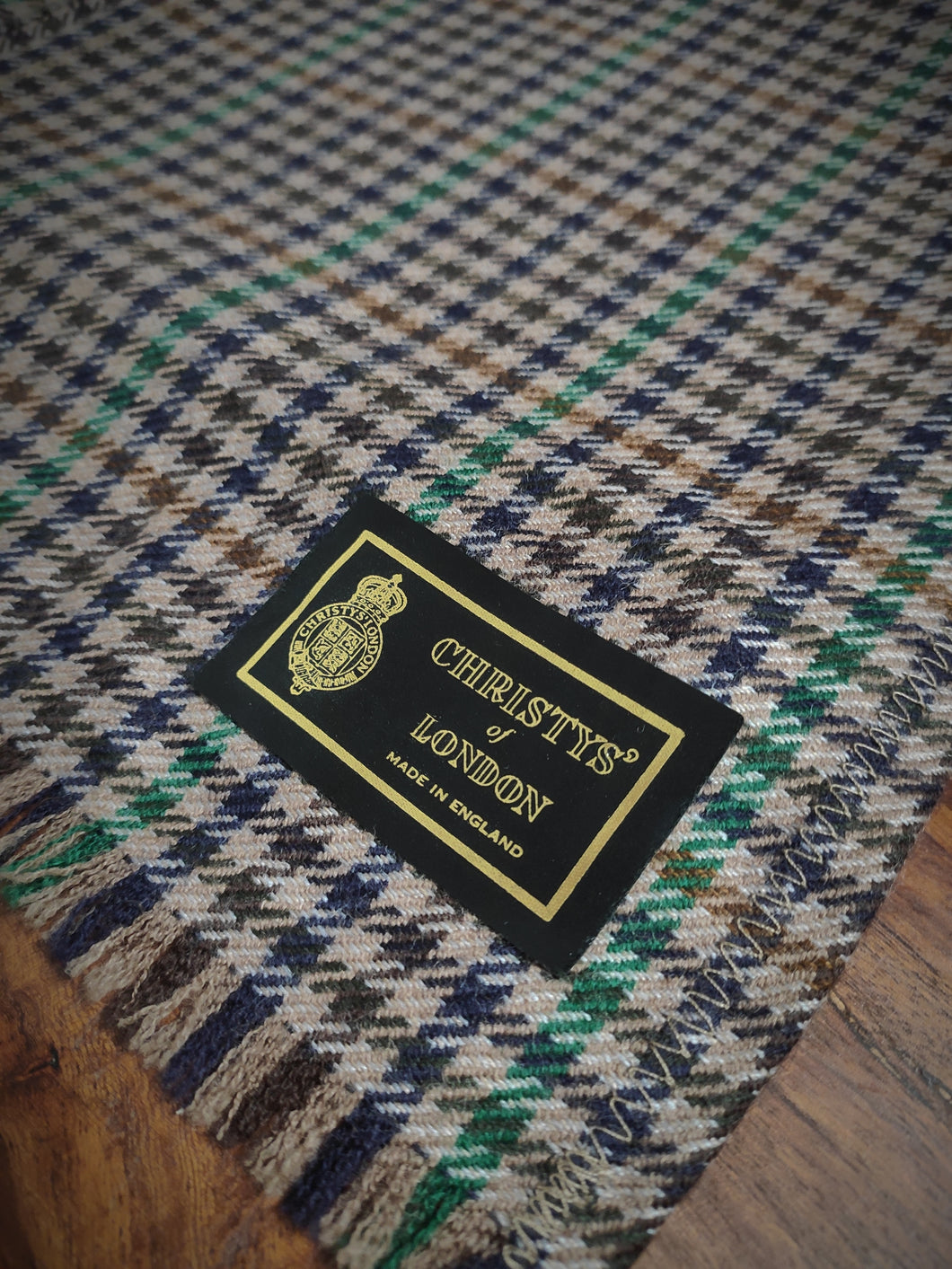 Christy's of London écharpe vintage à carreaux en pure laine Made in England