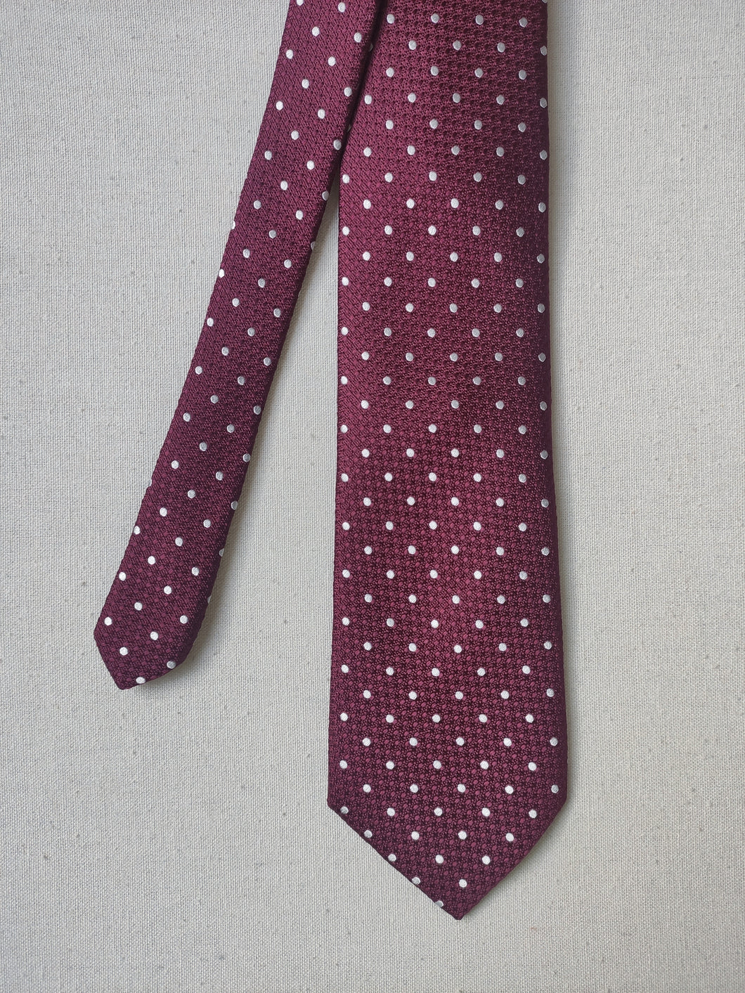 De Fursac cravate bordeaux à pois en soie Made in Italy