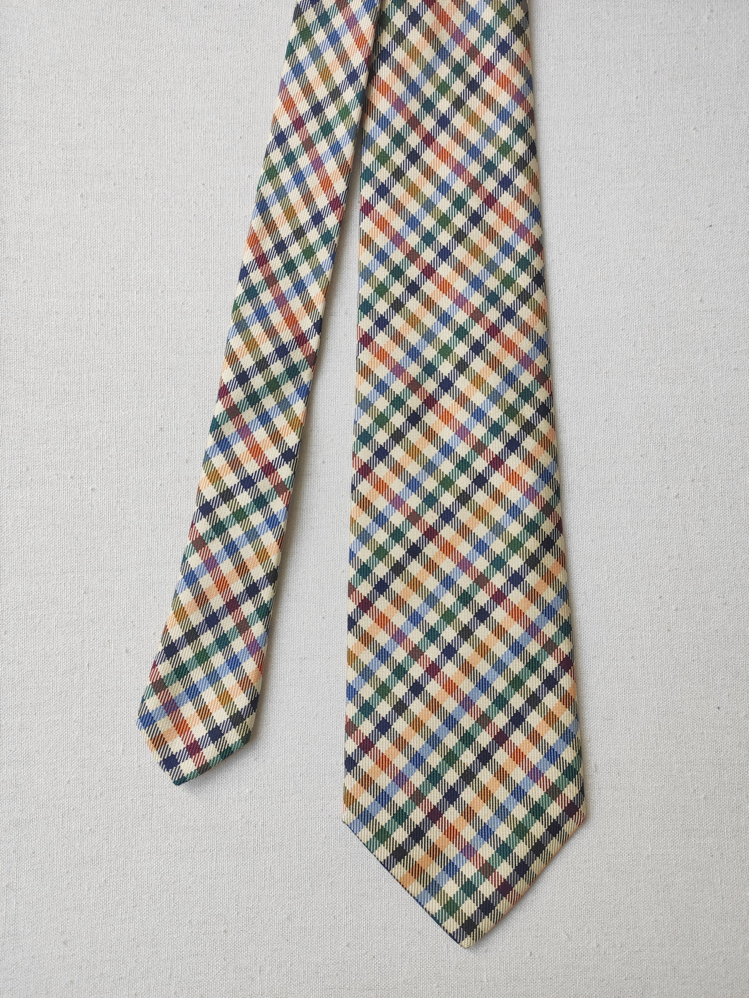 Drake's cravate vintage en soie à carreaux Made in England