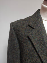 Charger l&#39;image dans la galerie, Harris Tweed blazer tweed vert chiné en pure laine L
