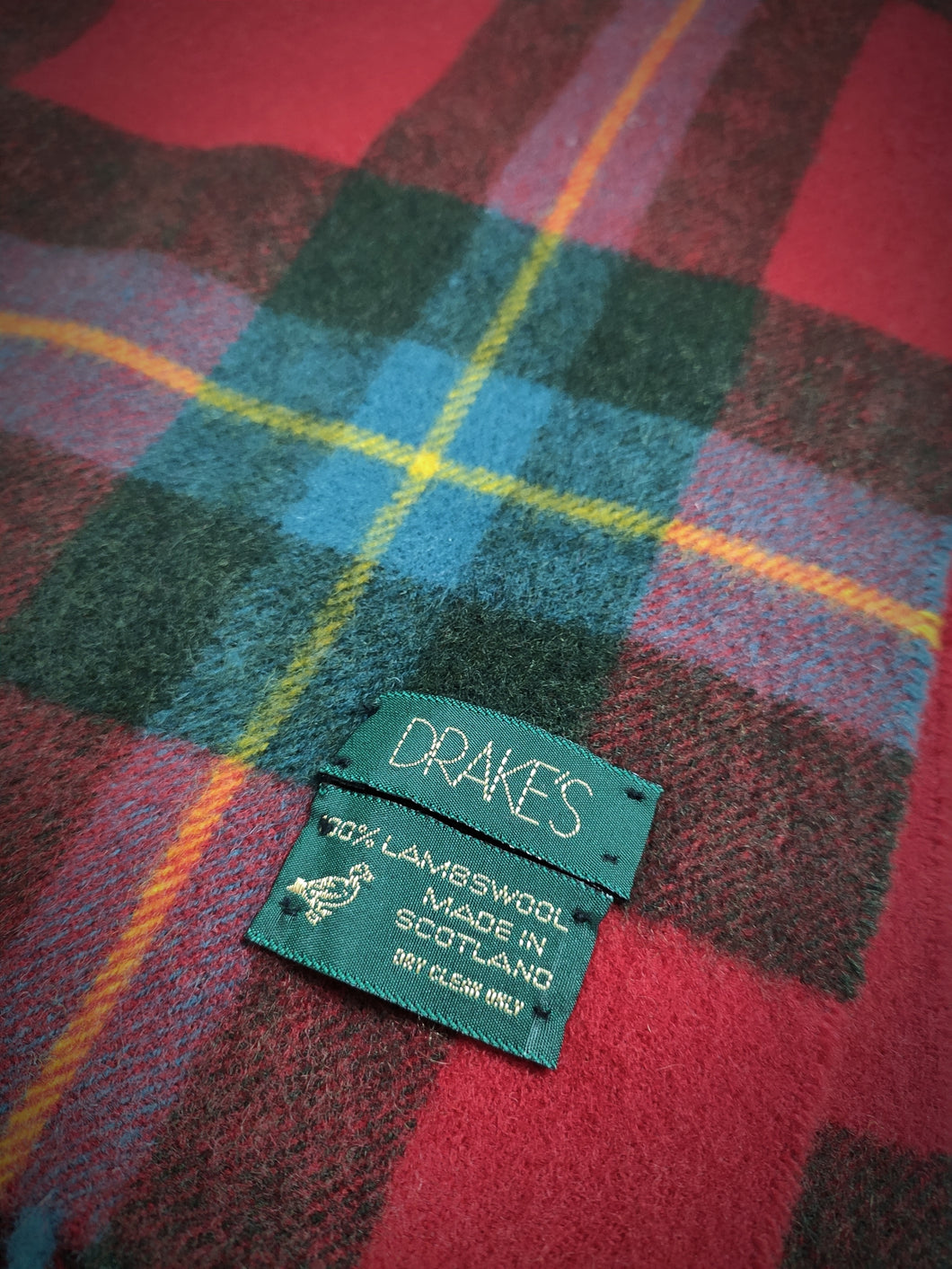 Drake's écharpe tartan 100% laine d'agneau Made in Scotland