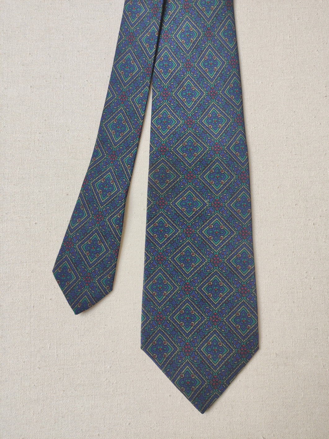 Vismara Milano cravate vintage à motif géométrique en soie Made in Italy