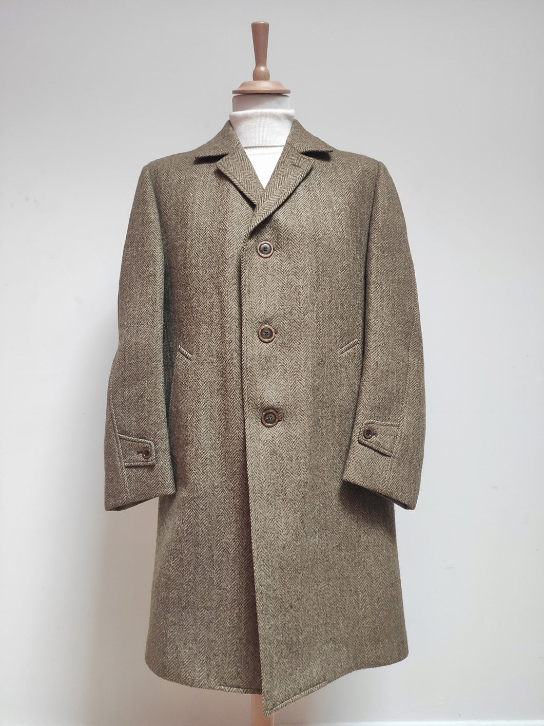 Everlasting Cheviot X Everwell manteau à chevrons en pure laine peignée Made in France 50