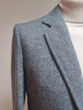 Afbeelding in Gallery-weergave laden, Blazer vintage en tweed bleu gris en pure laine vierge Harris Tweed 46
