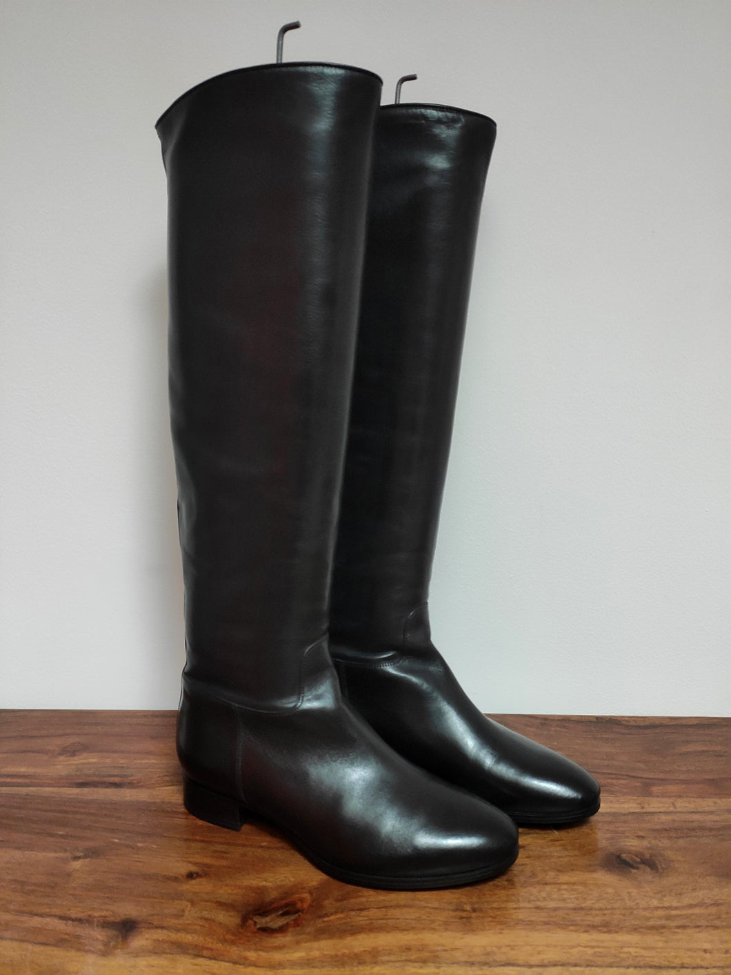 Santoni bottes cavalières en cuir lisse noir Made in Italy 36,5 FR