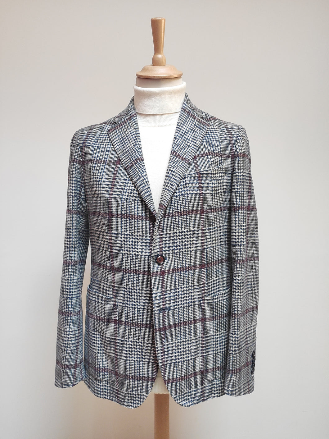 Tagliatore blazer à carreaux en laine et soie Vitale Barberis collection vintage 48 R