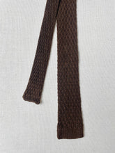 Charger l&#39;image dans la galerie, Cravate marron vintage tricot en pur coton Made in Italy
