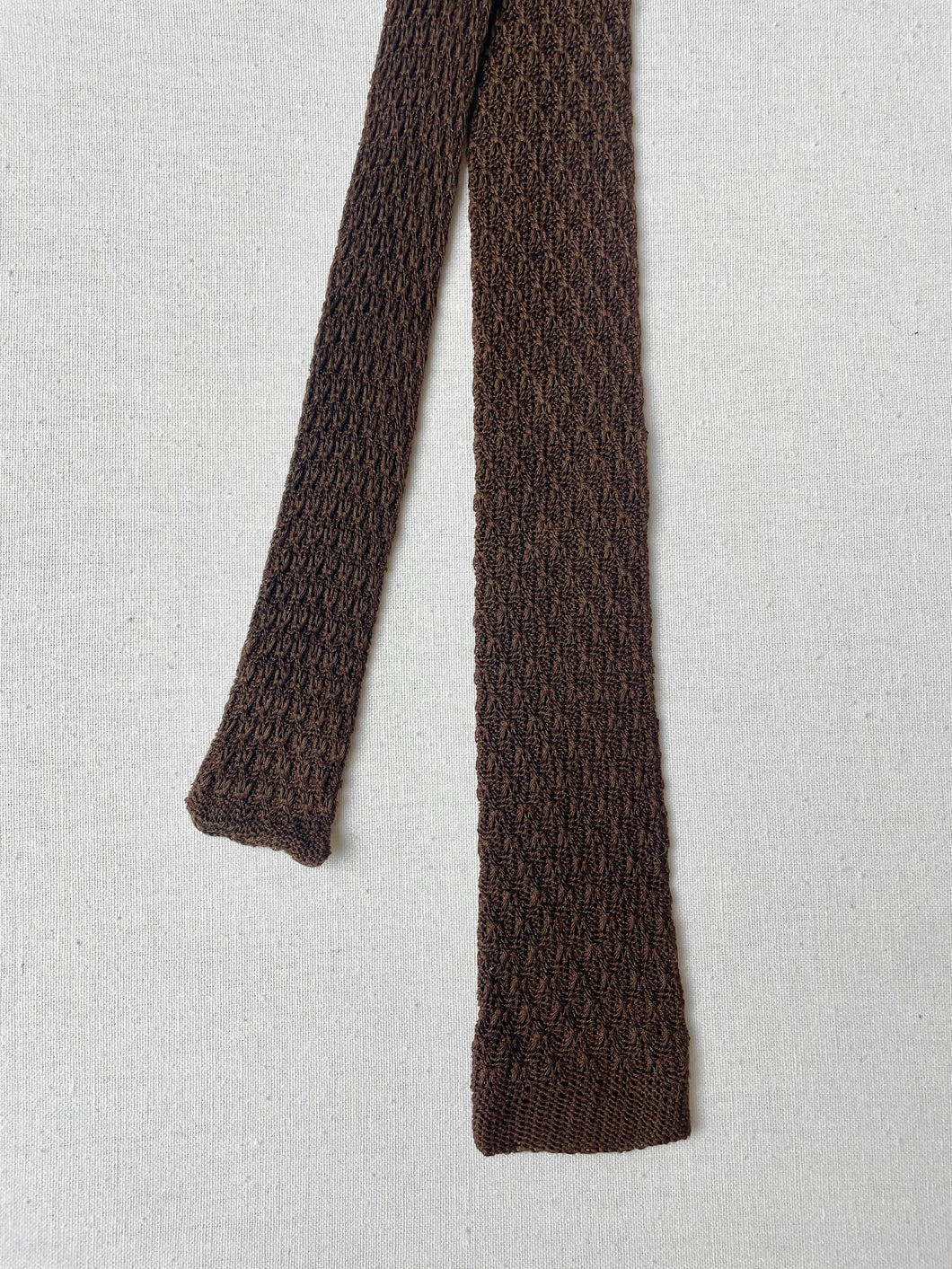 Cravate marron vintage tricot en pur coton Made in Italy